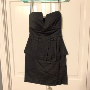 Strapless peplum little black dress